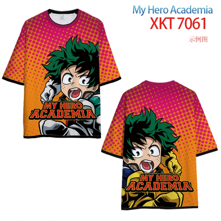 My Hero Academia Loose short-sleeved T-shirt with black (white) edge 9 sizes from S to 6XL XKT7061