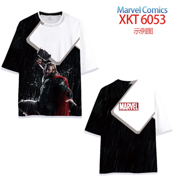 Marvel Loose short-sleeved T-shirt with black (white) edge 9 sizes from S to 6XL XKT6053