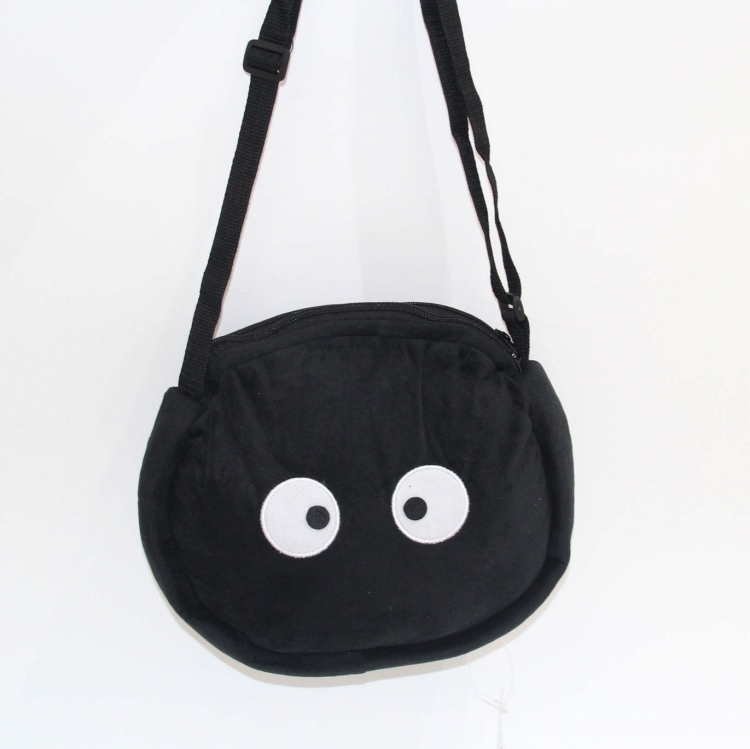 Black charcoal  Plush cartoon satchel 28x24cm