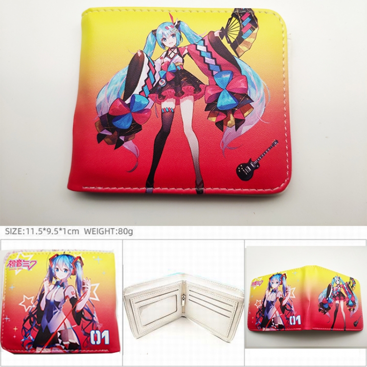 Hatsune Miku Anime color picture two fold  Short wallet 11X9.5CM 60G