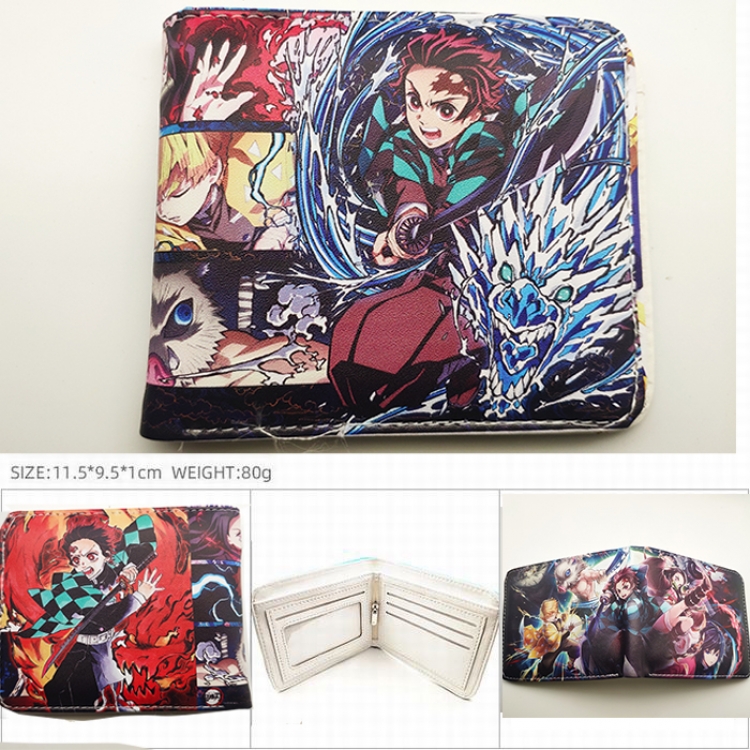 Demon Slayer Kimets Anime color picture two fold  Short wallet 11X9.5CM 60G HK-658  HK-658