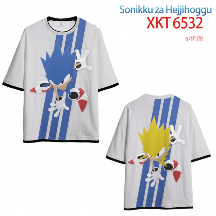 Sonikku za Hejihoggu Loose short-sleeved T-shirt with black (white) edge 9 sizes from S to 6XL XKT6532