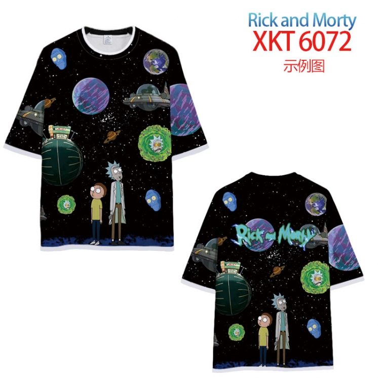 Rick and Morty Loose short-sleeved T-shirt with black (white) edge 9 sizes from S to 6XL XKT6072