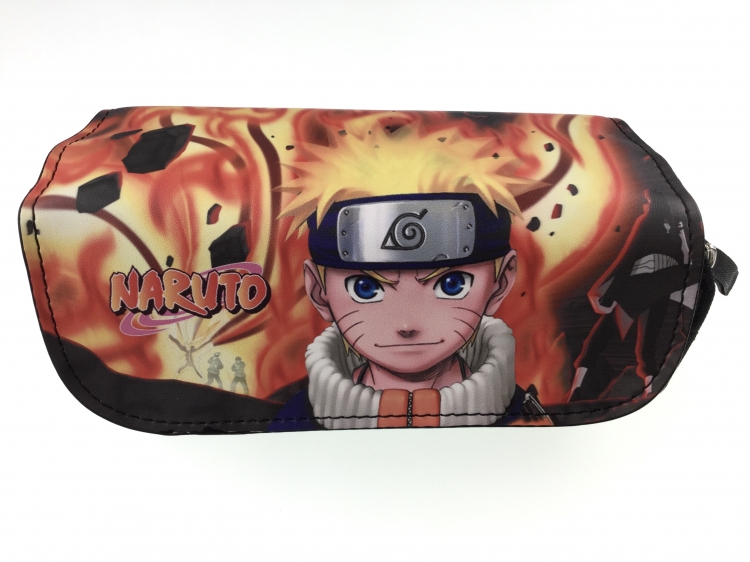 Naruto   Double zipper PU pencil Bag 20X10X7.5M 140G Style B