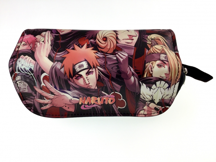 Naruto  Double zipper PU pencil Bag 20X10X7.5M 140G Style C