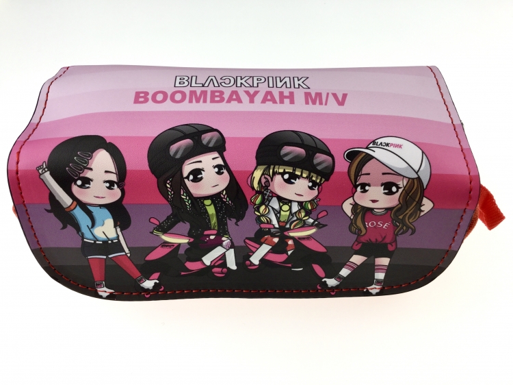 BLACKPINK  Double zipper PU pencil Bag 20X10X7.5M 140G