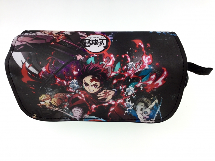 Demon Slayer Kimets  Double zipper PU pencil Bag 20X10X7.5M 140G