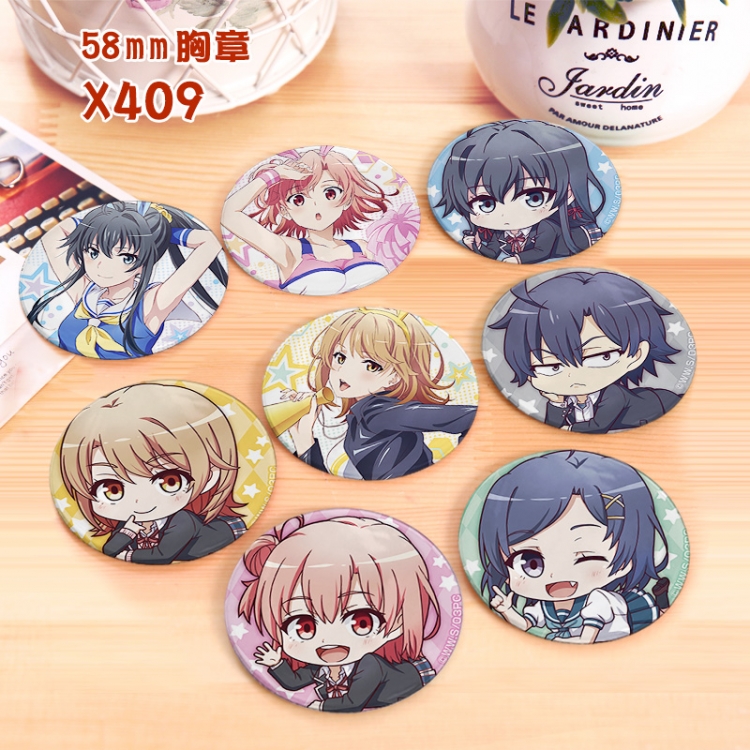 Yahari ore no seishun rabu kome wa machigatte iru Anime a set of 8 models Tinplate coated badge 6CM X409