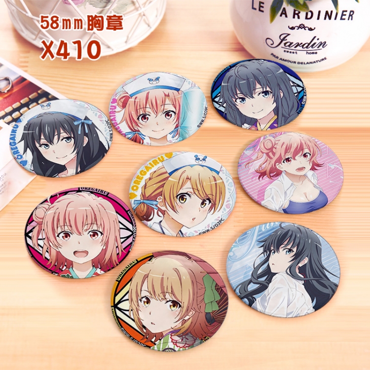 Yahari ore no seishun rabu kome wa machigatte iru Anime a set of 8 models Tinplate coated badge 6CM X410