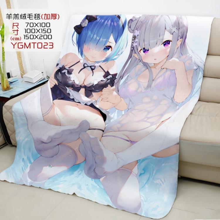 Re:Zero kara Hajimeru Isekai Seikatsu Anime double-sided printing super large lambskin blanket can be customized by sing