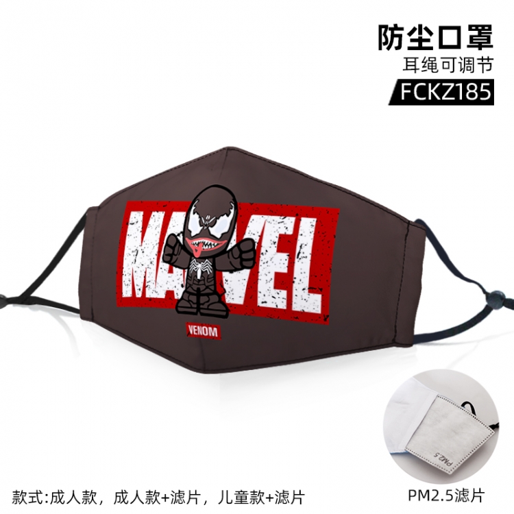 Venom color printing mask filter PM2.5 (optional adult or child)price for 5 pcs   FCKZ185