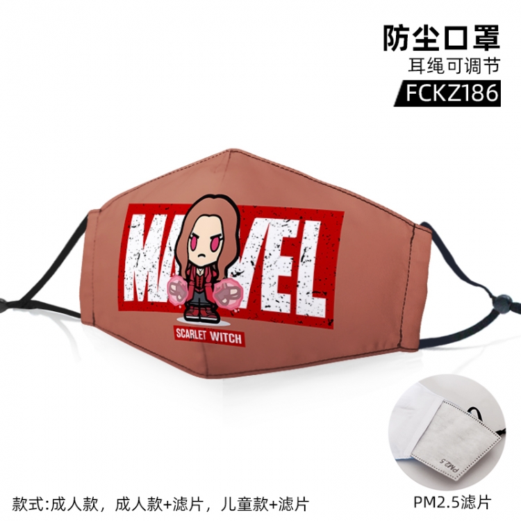 Scarlet Witch color printing mask filter PM2.5 (optional adult or child)price for 5 pcs   FCKZ186
