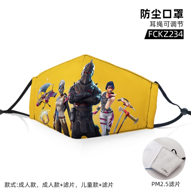 Fortnite game color printing mask filter PM2.5 (optional adult or child)price for 5 pcs FCKZ234