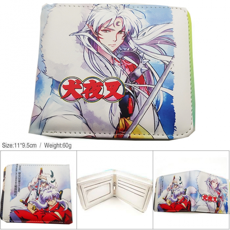 Inuyasha Sesshoumaru Anime color picture two fold  Short wallet 11X9.5CM 60G HK-672