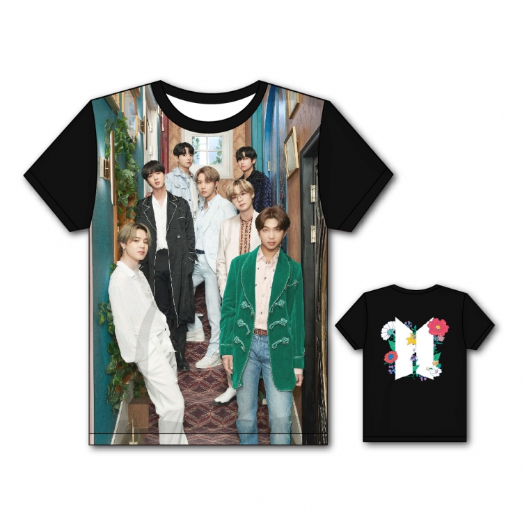 BTS Full color printing flower short sleeve T-shirt S-5XL, 8 sizes 22