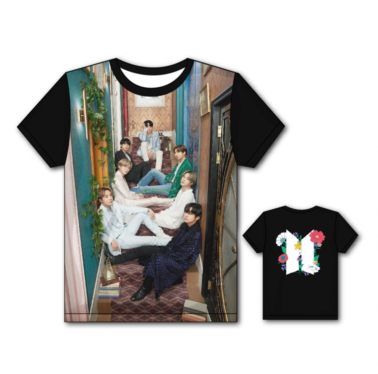 BTS Full color printing flower short sleeve T-shirt S-5XL, 8 sizes 23