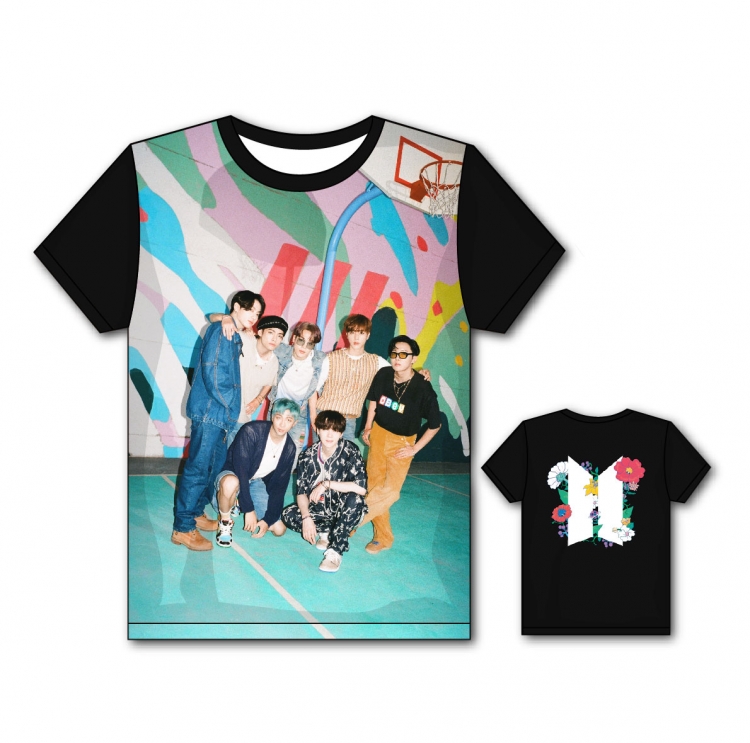 BTS Full color printing flower short sleeve T-shirt S-5XL, 8 sizes 24