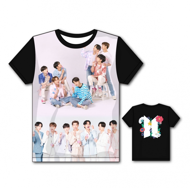 BTS Full color printing flower short sleeve T-shirt S-5XL, 8 sizes 26