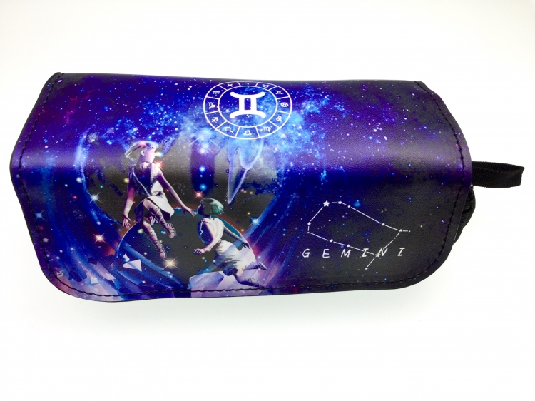 Gemini Double zipper PU pencil Bag 20X10X7.5M 140G