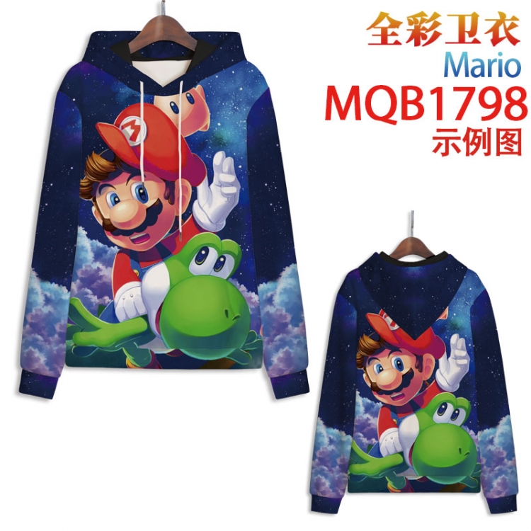 Super Mario Full Color Patch pocket Sweatshirt Hoodie 8 sizes from  XS to 4XL MQB1798