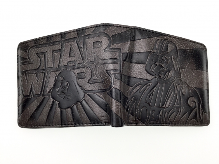 Star Wars Black Folded Embossed Short Leather Wallet Purse 11X10CM