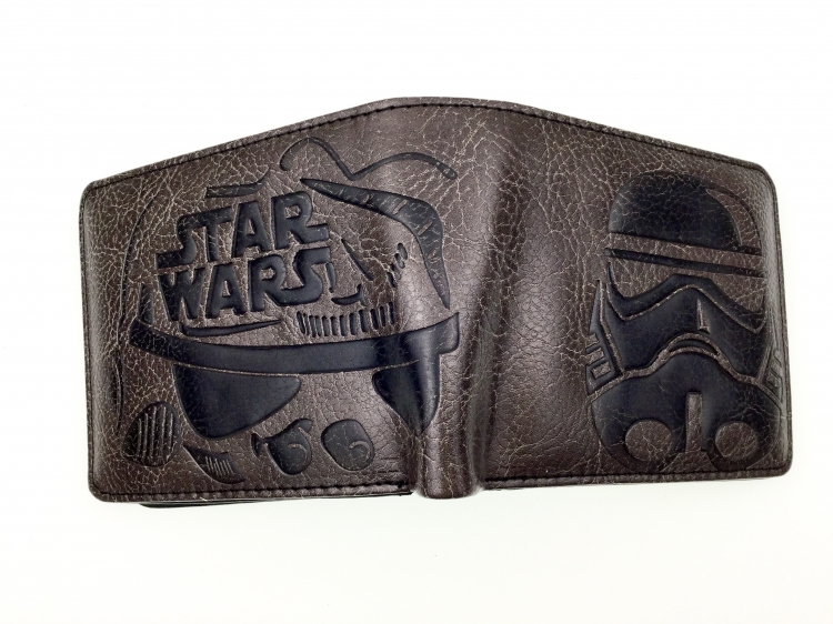 Star Wars Black Folded Embossed Short Leather Wallet Purse 11X10CM