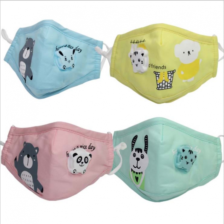 Children's cartoon print mask with breathing valve anti smog PM2.5 mask price for 10 pcs