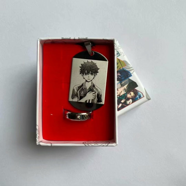 Haikyuu!! Anime ring stainless steel military necklace 2-piece boxed gift
