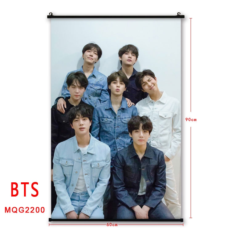 BTS black plastic pole cloth painting Wall Scroll 60X90CM MQG2200