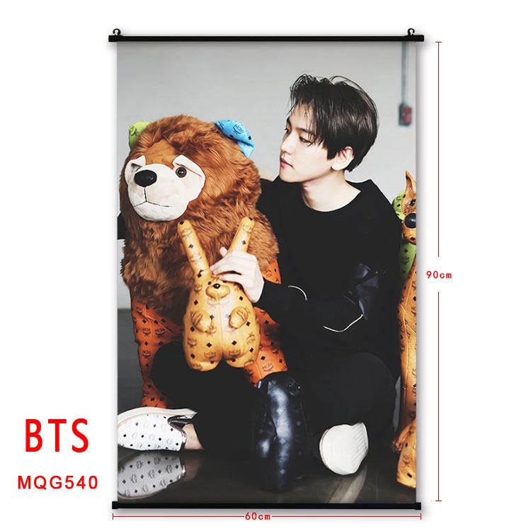 BTS black plastic pole cloth painting Wall Scroll 60X90CM MQG540