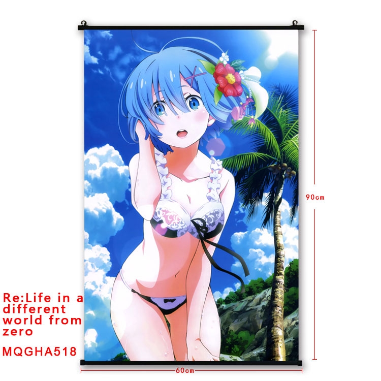 Re:Zero kara Hajimeru Isekai Seikatsu Anime plastic pole cloth painting Wall Scroll 60X90CM  MQGHA518