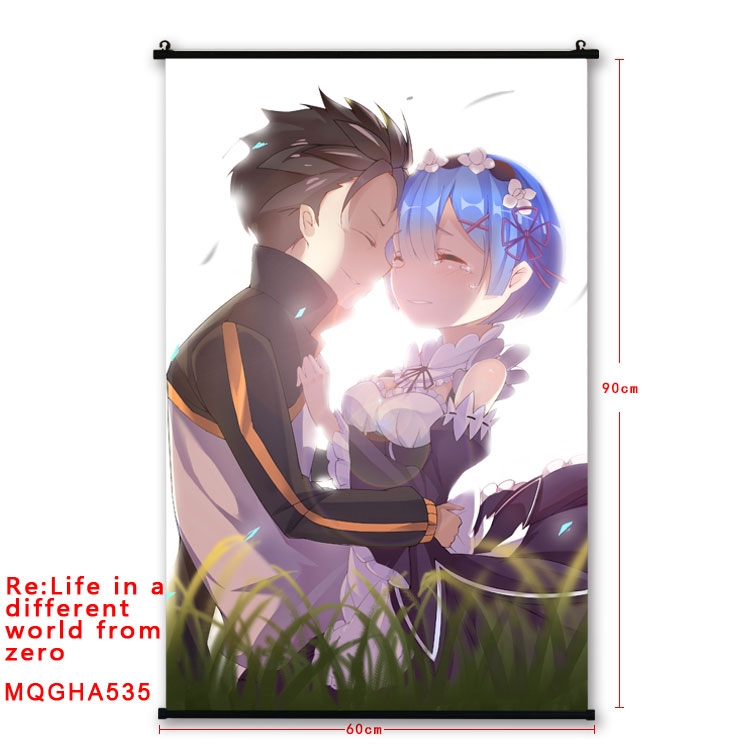 Re:Zero kara Hajimeru Isekai Seikatsu Anime plastic pole cloth painting Wall Scroll 60X90CM  MQGHA535