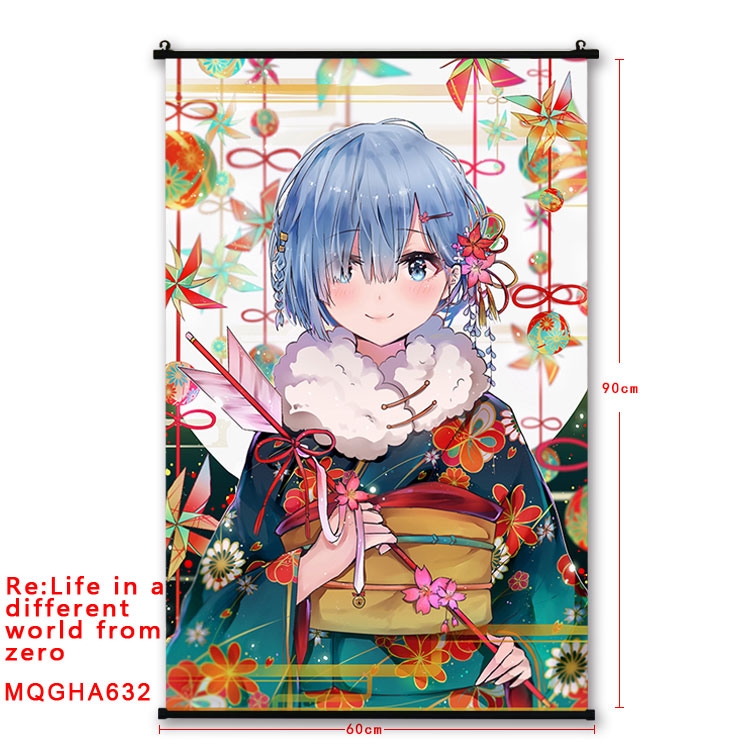 Re:Zero kara Hajimeru Isekai Seikatsu Anime plastic pole cloth painting Wall Scroll 60X90CM  MQGHA632
