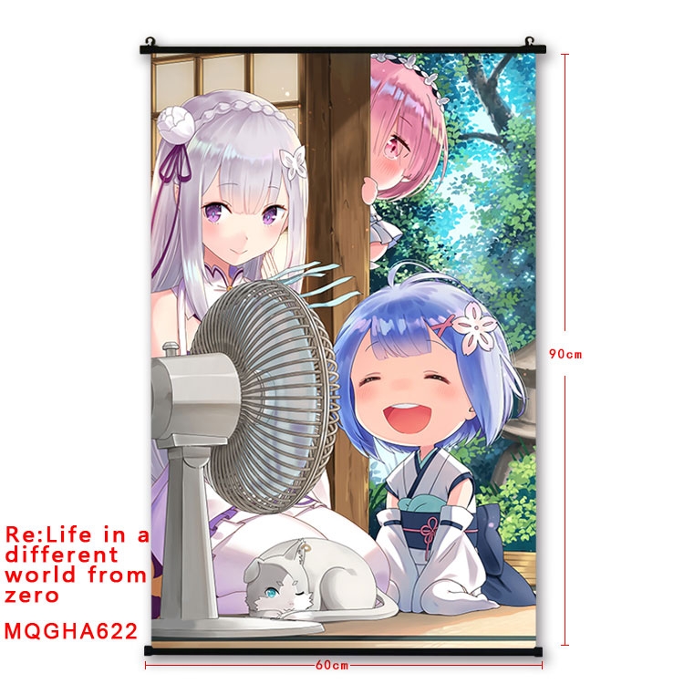 Re:Zero kara Hajimeru Isekai Seikatsu Anime plastic pole cloth painting Wall Scroll 60X90CM  MQGHA622