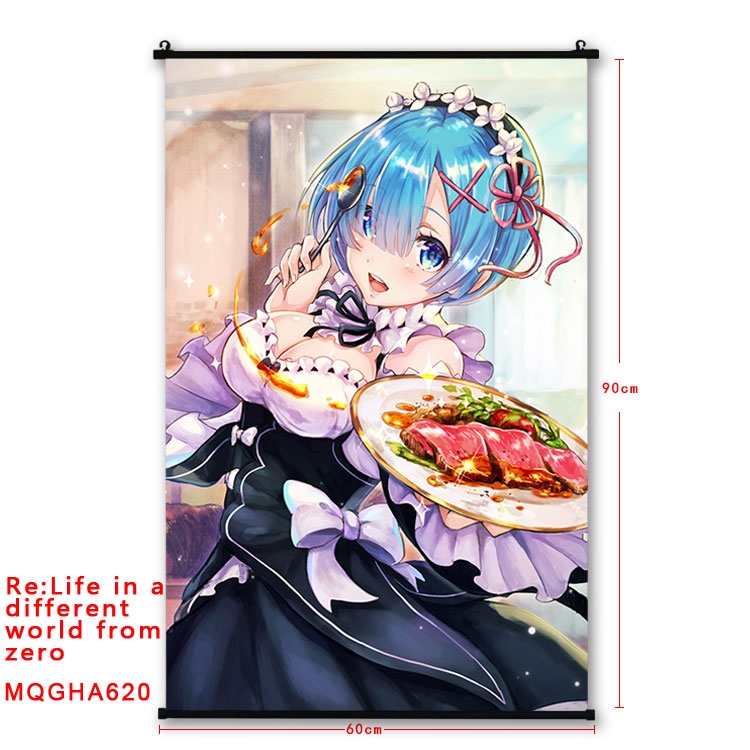 Re:Zero kara Hajimeru Isekai Seikatsu Anime plastic pole cloth painting Wall Scroll 60X90CM  MQGHA620