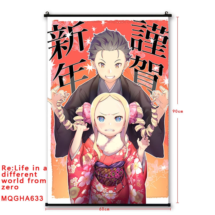 Re:Zero kara Hajimeru Isekai Seikatsu Anime plastic pole cloth painting Wall Scroll 60X90CM  MQGHA633