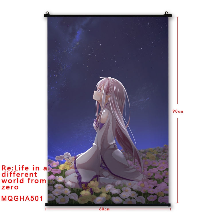 Re:Zero kara Hajimeru Isekai Seikatsu Anime plastic pole cloth painting Wall Scroll 60X90CM  MQGHA501