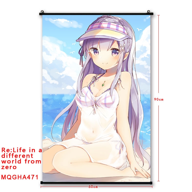 Re:Zero kara Hajimeru Isekai Seikatsu Anime plastic pole cloth painting Wall Scroll 60X90CM  MQGHA471