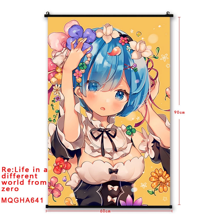 Re:Zero kara Hajimeru Isekai Seikatsu Anime plastic pole cloth painting Wall Scroll 60X90CM  MQGHA641