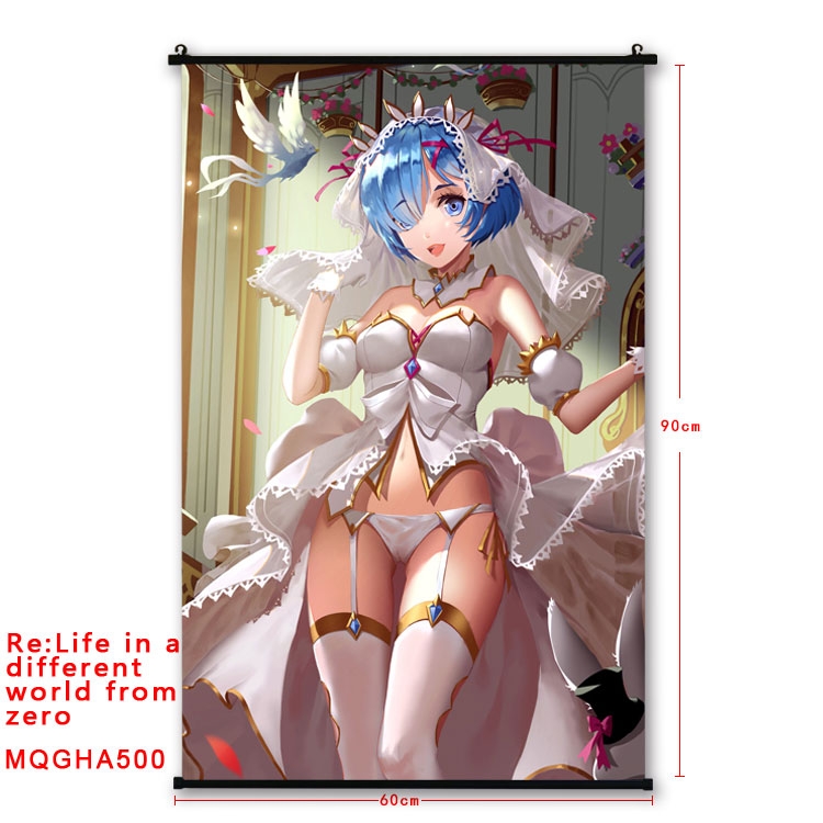 Re:Zero kara Hajimeru Isekai Seikatsu Anime plastic pole cloth painting Wall Scroll 60X90CM  MQGHA500