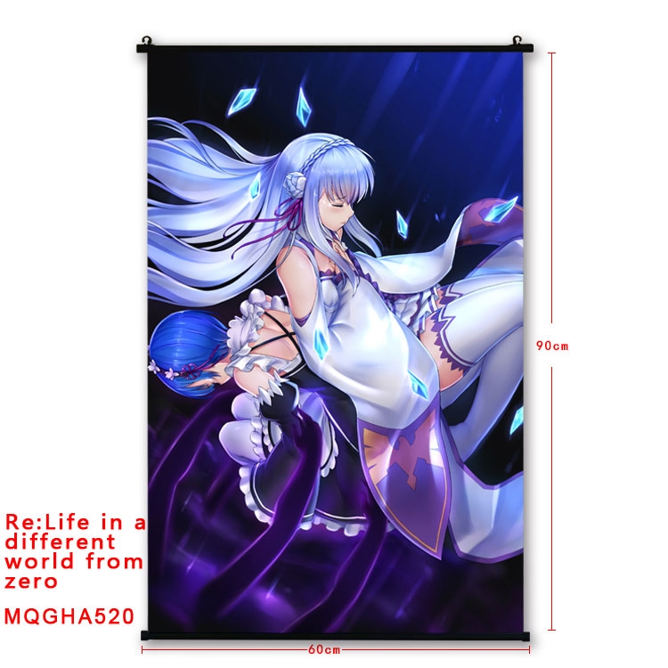 Re:Zero kara Hajimeru Isekai Seikatsu Anime plastic pole cloth painting Wall Scroll 60X90CM  MQGHA520