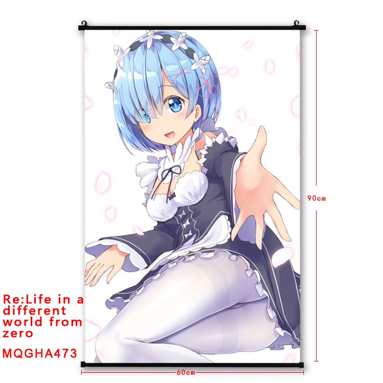 Re:Zero kara Hajimeru Isekai Seikatsu Anime plastic pole cloth painting Wall Scroll 60X90CM  MQGHA475