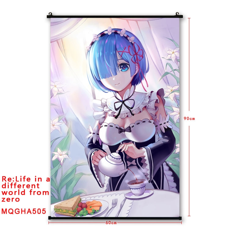 Re:Zero kara Hajimeru Isekai Seikatsu Anime plastic pole cloth painting Wall Scroll 60X90CM  MQGHA505