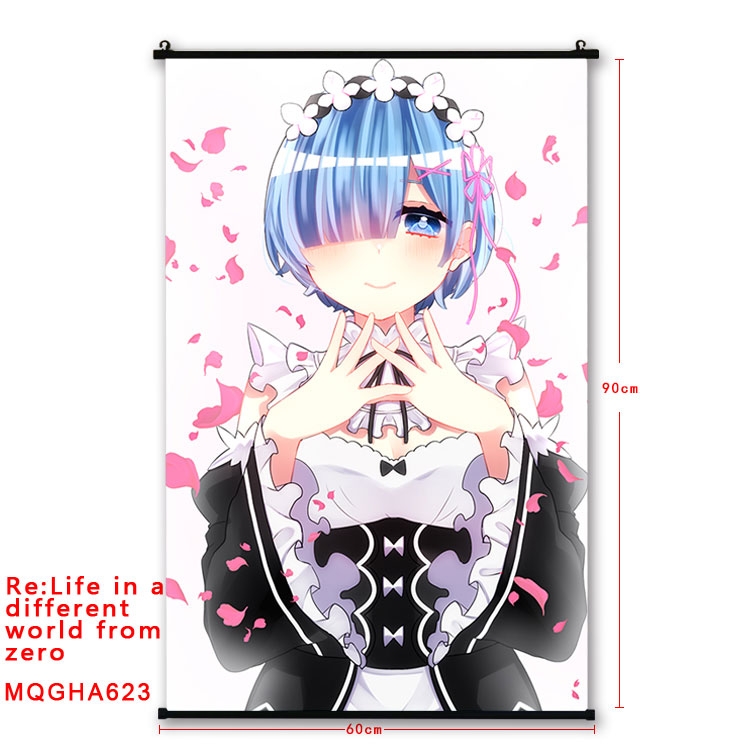 Re:Zero kara Hajimeru Isekai Seikatsu Anime plastic pole cloth painting Wall Scroll 60X90CM  MQGHA623