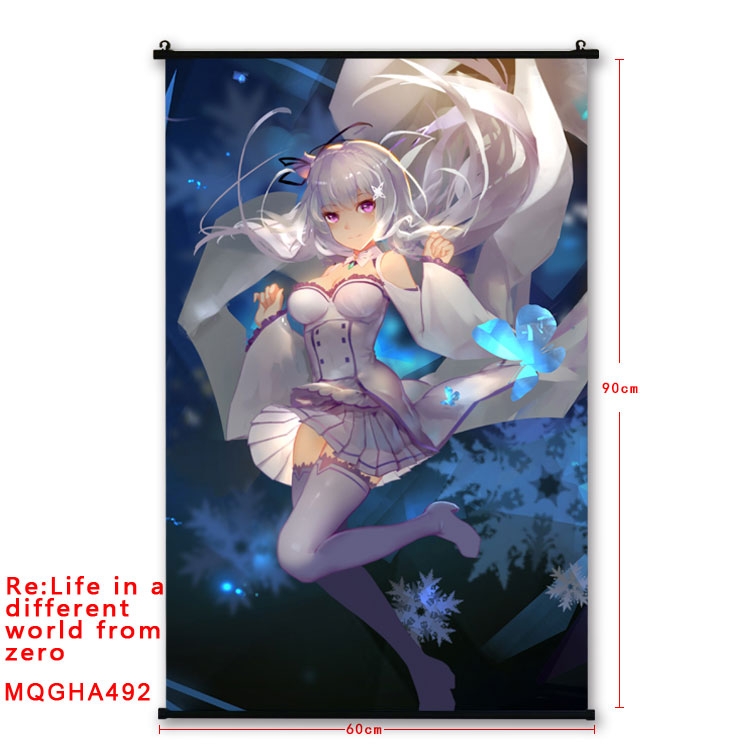 Re:Zero kara Hajimeru Isekai Seikatsu Anime plastic pole cloth painting Wall Scroll 60X90CM  MQGHA492