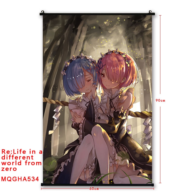 Re:Zero kara Hajimeru Isekai Seikatsu Anime plastic pole cloth painting Wall Scroll 60X90CM  MQGHA534