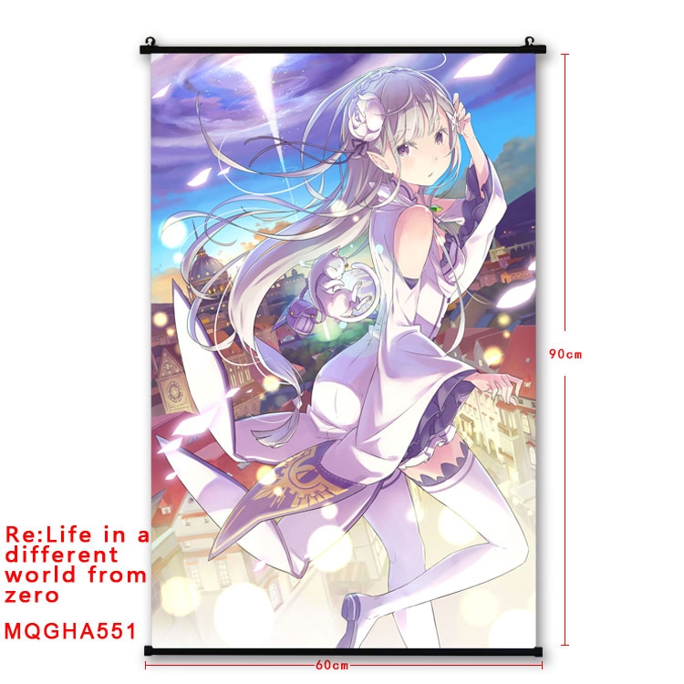 Re:Zero kara Hajimeru Isekai Seikatsu Anime plastic pole cloth painting Wall Scroll 60X90CM  MQGHA551