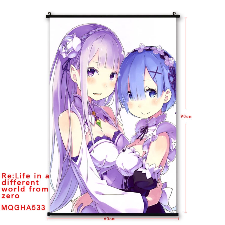 Re:Zero kara Hajimeru Isekai Seikatsu Anime plastic pole cloth painting Wall Scroll 60X90CM  MQGHA533