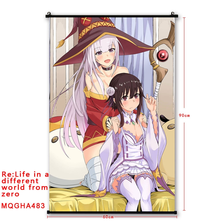 Re:Zero kara Hajimeru Isekai Seikatsu Anime plastic pole cloth painting Wall Scroll 60X90CM  MQGHA483