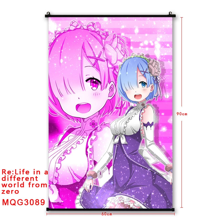 Re:Zero kara Hajimeru Isekai Seikatsu Anime plastic pole cloth painting Wall Scroll 60X90CM  MQG3089